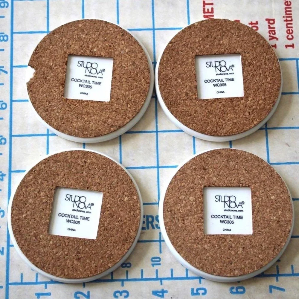 Studio Nova Cocktail Time Coasters Set of 4 Ceramic Cork WC305 Martini Margarita